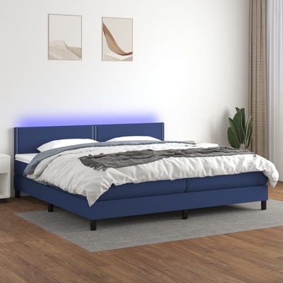 Petrashop 3133107 boxspring postel s matrací a LED modrá textil