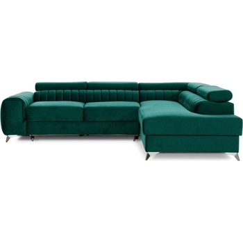 Eltap Зелен кадифен разтегателен ъглов диван с място за съхранение (десен ъгъл L форма) Laurence - ELTAP (Lau_35)