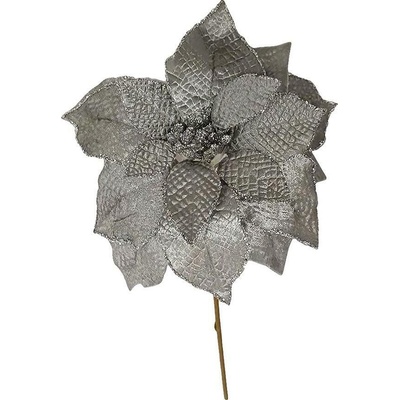 Kvet MagicHome Vianoce Poinssetia strieborná stonka