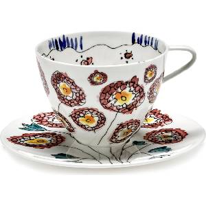 Serax Midnight Flowers Чаша за капучино с чинийка, 200 мл, 2 части (B9223129-307)