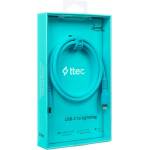 Ttec Кабел ttec - Data, USB-C/Lightning, 1.2 m, Neon Blue (8694470828282)