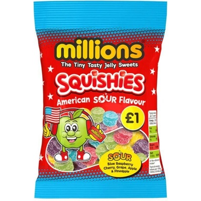 Millions Squishies žvýkací bonbonky s kyselými ovocnými příchutěmi 130 g