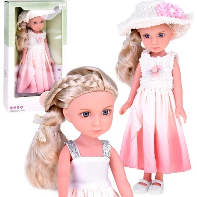 mamido Elegantní stylová s kloboukem a dlouhými blond vlasy