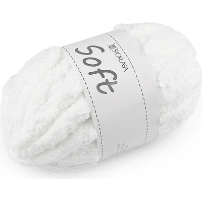 Pletací příze žinylková Soft 250 g, střední, 27 bílá sněhová