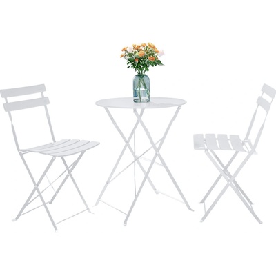 KONDELA OBAX Záhradný set 1+2, biela, oceľ