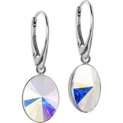 Swarovski Elements Oval Rivoli stříbrné visací / bimbací bílé duhové oválky 31275.4 Crystal AB bílá křišťálová duhová měňavá