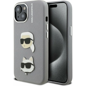 KARL LAGERFELD Grained PU K&CH Heads Заден Калъф за iPhone 15 Grey Karl Lagerfeld | Lilav | ЖЕНИ | UNI