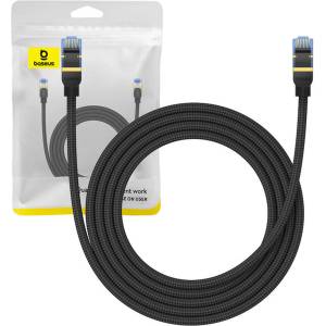 Baseus B0013320B111-02, 2х RJ45, 10 GB/s, Cat. 7, 2m, Черен (B0013320B111-03)