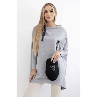 Kesi 0015SE Dámska Oversize tunika s asymetrickými bokmi šedá
