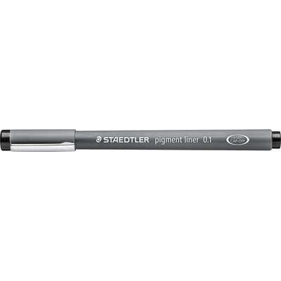 STAEDTLER black pigment liner, line width 0.1 mm, indelible pigment ink, long metal tip, long service life, 10 fineliners in a cardboard case, 308 01-9