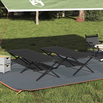 vidaXL Сгъваемо къмпинг легло 2 pcs Черно 210 x 80 x 46 см (42003193)