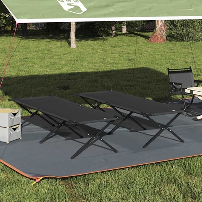 vidaXL Сгъваемо къмпинг легло 2 pcs Черно 210 x 80 x 46 см (42003193)