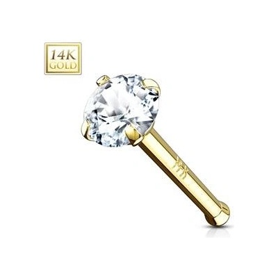 Šperky4U zlatý piercing do nosu čirý zirkon ZL01032-YG