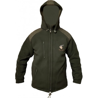 HUNTER bunda zateplená jeleň fleece s kapucňou olivovozelená