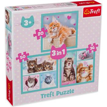Trefl Пъзел Trefl 3 в 1 - Сладки животни (34862)