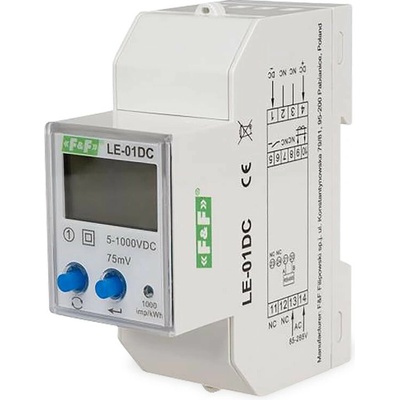 LE-01DC - 1-fázový digitálny elektromer, 5-1000V DC