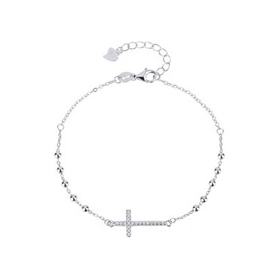 Nubis dámský stříbrný náramek křížek NB-1235