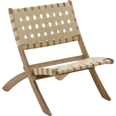 Kave Home Chabeli s krémově bílým výpletem Akátové skládací zahradní křeslo