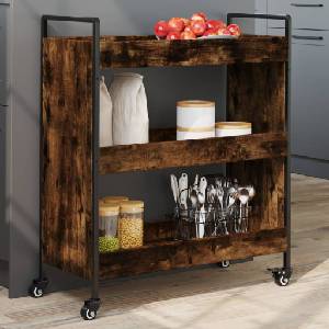 vidaXL Кухненска количка, опушен дъб, 70x30x82 см, инженерно дърво (842318)