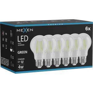 Mexen Vintis 6x LED нажежаема крушка E27, A60, 4W, 55 lm, зелена - L150-E27-04XX-46x06 (L150-E27-04XX-46x06)