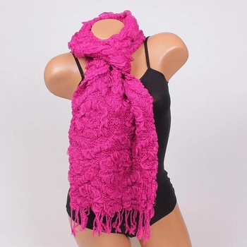 Image 1 of Красив шал във виолетово с цветя и ресни