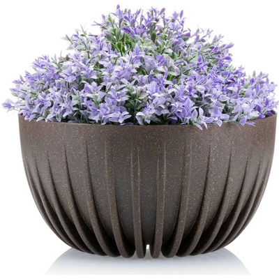 HowHomely plastový květináč STRIPPED ECO 16X30 CM TMAVĚHNĚDÁ