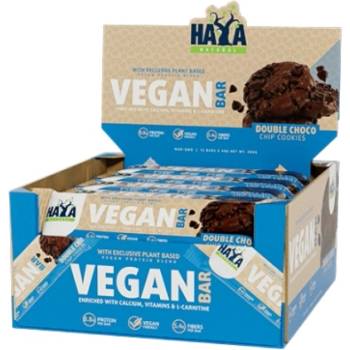 HAYA Labs Vegan Protein Bar [12 x 40 грама] Двоен шоколад с парченца