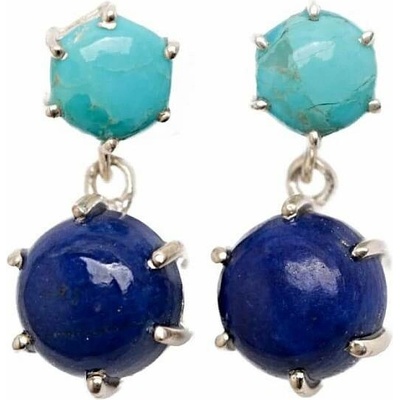 Nefertitis Stříbrné visací náušnice s lapisem lazuli a tyrkysem Mohave NF64141 1,9 cm, 3,2 g
