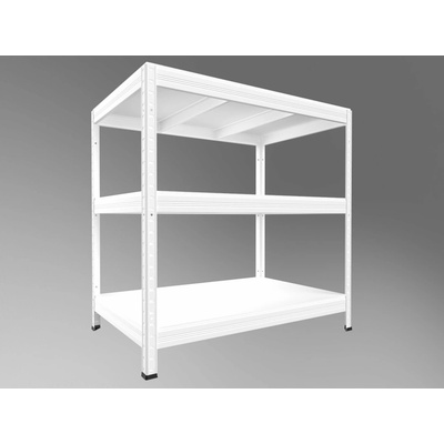 Biedrax Regál do pivnice 45 x 120 x 120 cm, biely, 3 police biele lamino 12mm, 200 kg na policu