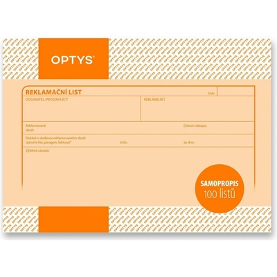 Optys 1254 Reklamační list A5