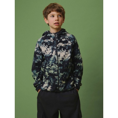 4F chlapčenská regular fleece mikina s kapucňou modrá