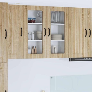 vidaXL Стенен стъклен шкаф LUCCA Дъб сонома 80 x 31 x 80 см (885067)