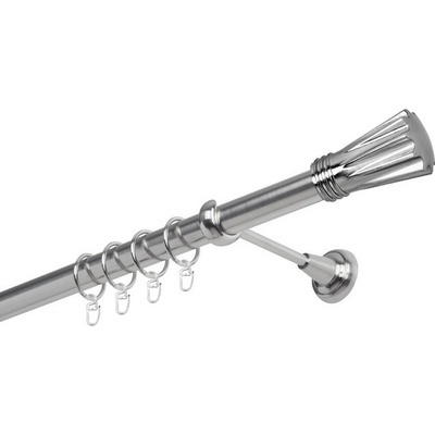 OK-GarnýžeCZ Garnýž kovová jednořadá 25mm Walchar nerez 320 cm do stěny / kroužky s háčkem