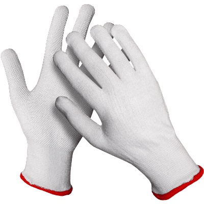 DYKENO caleton 003-k28 / Текстилни ръкавици с pvc мишени - бели 7 (003-k28-07)