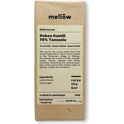 Mellow Chocolate 70% hořká čokoláda KOKOA KAMILI TANZANIE BIO 53 g
