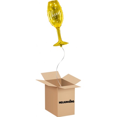 HeliumKing Balónový box Pohár so šampanským zlatý