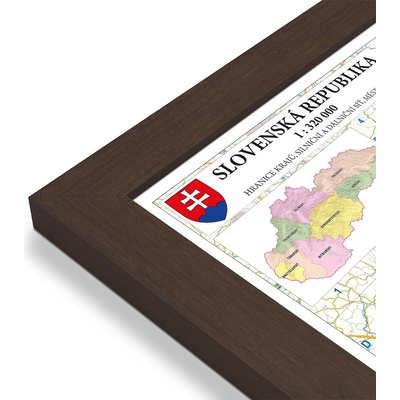 Excart Maps Slovensko - nástěnná mapa PSČ 135 x 90 cm Varianta: mapa v dřevěném rámu, Provedení: Pegi skořice