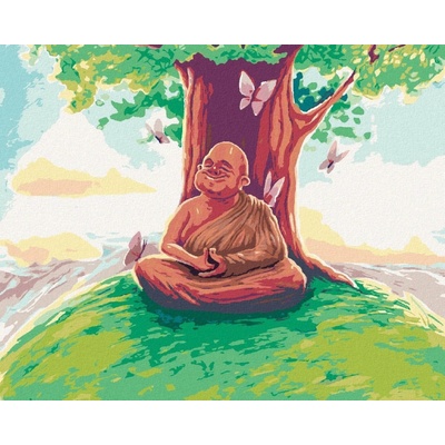 zuty Malování Podle Čísel Buddha Sedící Pod Stromem Umění 80 x 100 Cm Plátno