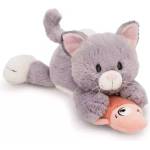 NICI Ници: Сива плюшена котка и риба, легнала - 30 см (62153)