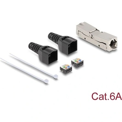 Delock Двупосочен конектор, Delock, RJ45, Cat 6A, черен/сребрист (87064)