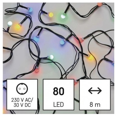 LED vianočná cherry reťaz guličky 8 m vonkajšia aj vnútorná multicolor časovač 8592920096123