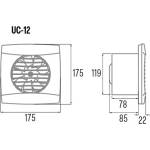 CATA CATA Вентилатор UC-12 ф120мм, цвят Черен, 205м3/ч, 14W, 47dB комплект с клапа - C01356000 (C01356000)