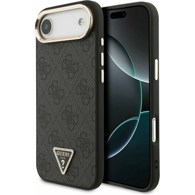 GUESS PU Leather 4G Strass Triangle Logo Gold Frame MagSafe Задна Корица за iPhone Air Black Guess | Cheren | МЪЖЕ | UNI