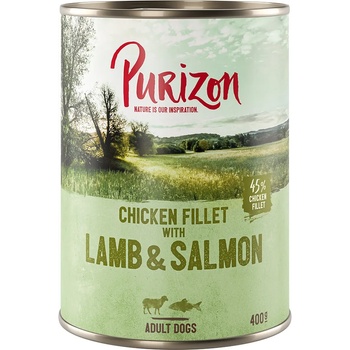 Purizon 6х400г Adult Purizon, консервирана храна за кучета - агнешко и сьомга с картофи круши