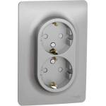 Schneider Electric КОНТАКТ ДВОЕН ШУКО 16a АЛУМИНИЙ schneider unica (nu206730) (3606489452568)