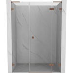 Mexen Lunar L душ врати окачени десни 145 см, прозрачни, четкана мед - 834SL-145-050-65-00-P (834SL-145-050-65-00-P)