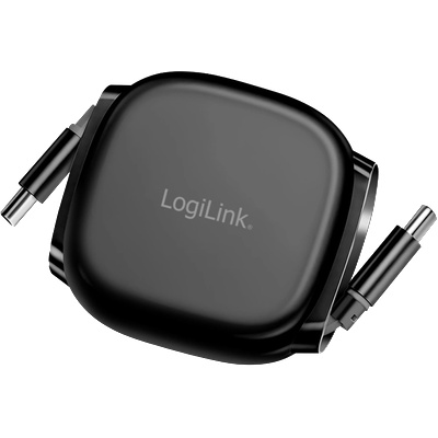 LogiLink USB 2.0 Type-C кабел, от мъжки до мъжки, с възможност за удължаване, 480 Mbps, 60W, черен, 1 м