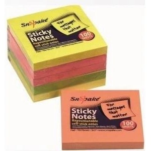 Snopake & Swordfish Sticky notes 76x76 neon 100 cards