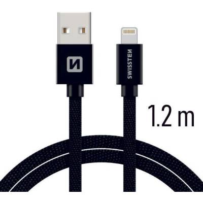 Swissten kabel Textile Lightning 1,2m, černá