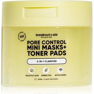 breakout + aid Pore Control Mini Masks + Toner Pads тонизиращи възглавнички със салицилова киселина 100 бр